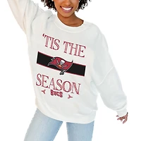 Women's Gameday Couture White Tampa Bay Buccaneers Oversized Take A Holiday Pullover Sweatshirt