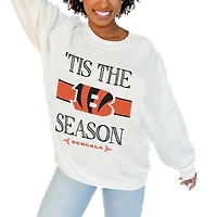 Women's Gameday Couture White Cincinnati Bengals Oversized Take A Holiday Pullover Sweatshirt