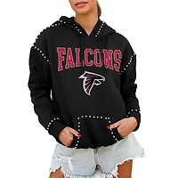 Women's Gameday Couture Black Atlanta Falcons Oversized Catch the Vibe Studded Pullover Hoodie