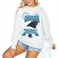 Women's Gameday Couture Ash Carolina Panthers Oversized Run the Show Pullover Sweatshirt