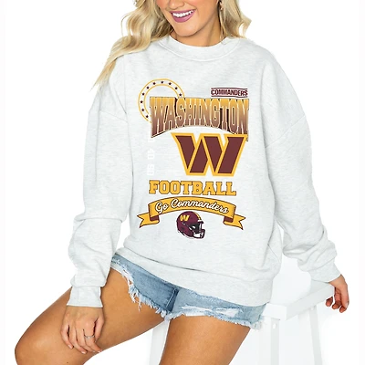 Women's Gameday Couture Ash Washington Commanders Oversized Run the Show Pullover Sweatshirt