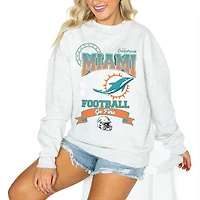 Women's Gameday Couture Ash Miami Dolphins Oversized Run the Show Pullover Sweatshirt
