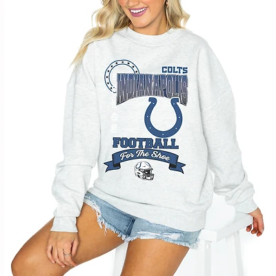Women's Gameday Couture Ash Indianapolis Colts Oversized Run the Show Pullover Sweatshirt
