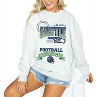 Women's Gameday Couture Ash Seattle Seahawks Oversized Run the Show Pullover Sweatshirt