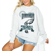 Women's Gameday Couture Ash Philadelphia Eagles Oversized Run the Show Pullover Sweatshirt