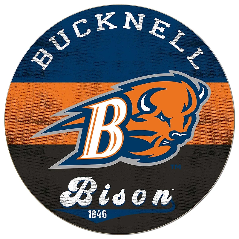 Bucknell Bison 20'' x 20'' Retro Logo Circle Sign