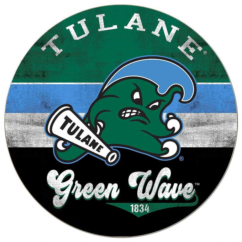 Tulane Green Wave 20'' x 20'' Retro Logo Circle Sign