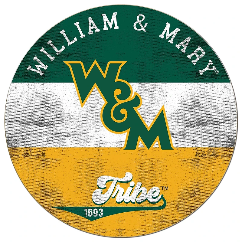 William & Mary Tribe 20'' x 20'' Retro Logo Circle Sign