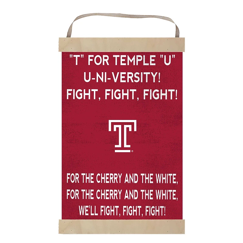 Temple Owls Fight Song Banner Sign
