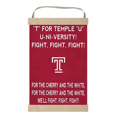 Temple Owls Fight Song Banner Sign