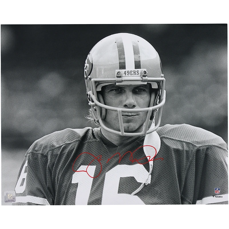 Joe Montana San Francisco 49ers Autographed 16" x 20" Black & White Close Up Photograph