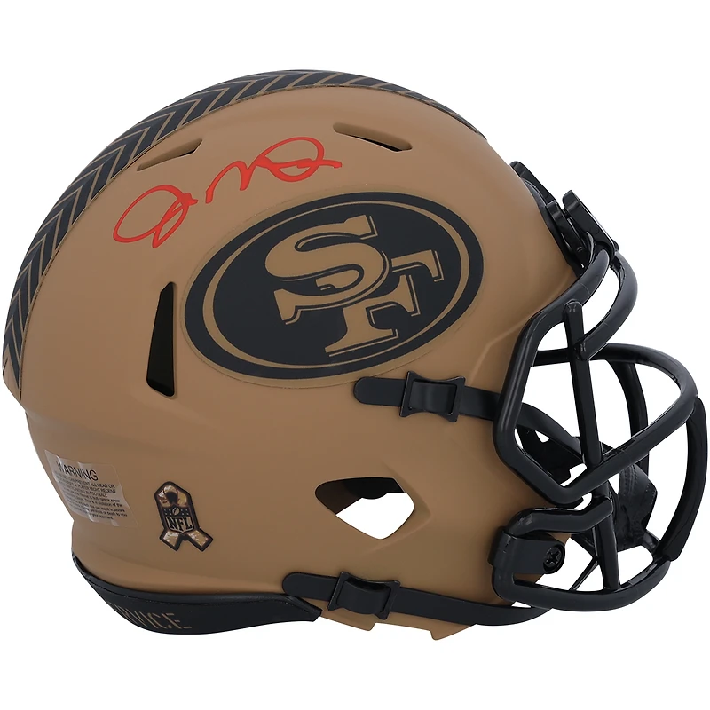 Joe Montana San Francisco 49ers Autographed Riddell 2023 Salute to Service Speed Mini Helmet - Signed in Red Ink