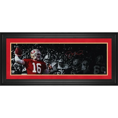 Joe Montana San Francisco 49ers Autographed Framed 10" x 30" Throwing Spotlight Panoramic Photograph