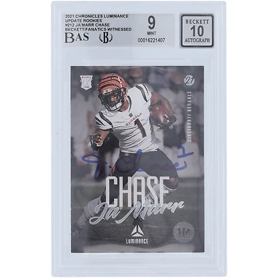 Ja'Marr Chase Cincinnati Bengals Autographed 2021 Panini Luminance #212 Beckett Fanatics Witnessed Authenticated 9/10 Rookie Card