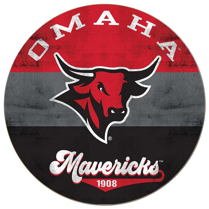 Nebraska Omaha Mavericks 20'' x 20'' Retro Logo Circle Sign