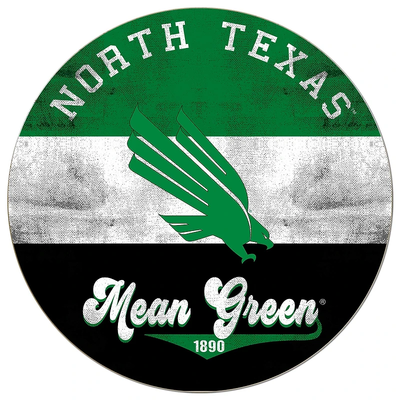 North Texas Mean Green 20'' x 20'' Retro Logo Circle Sign