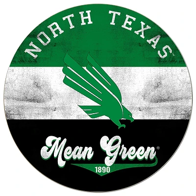 North Texas Mean Green 20'' x 20'' Retro Logo Circle Sign