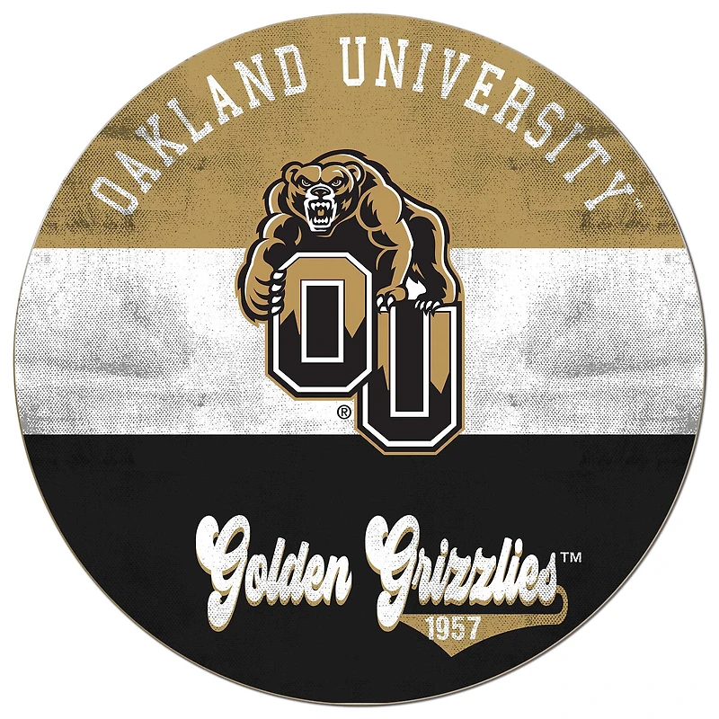 Oakland Golden Grizzlies 20'' x 20'' Retro Logo Circle Sign