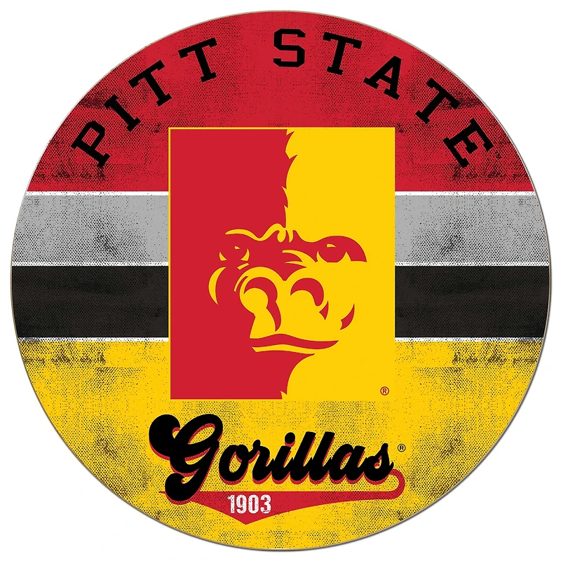 Pittsburg State Gorillas 20'' x 20'' Retro Logo Circle Sign