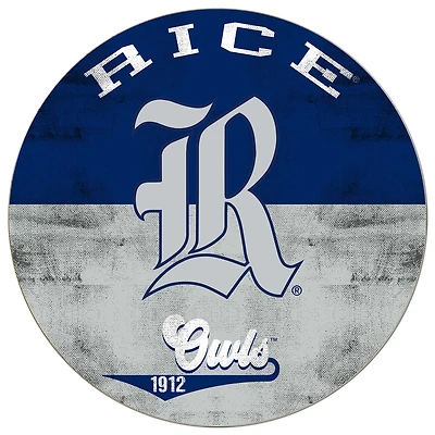 Rice Owls 20'' x 20'' Retro Logo Circle Sign