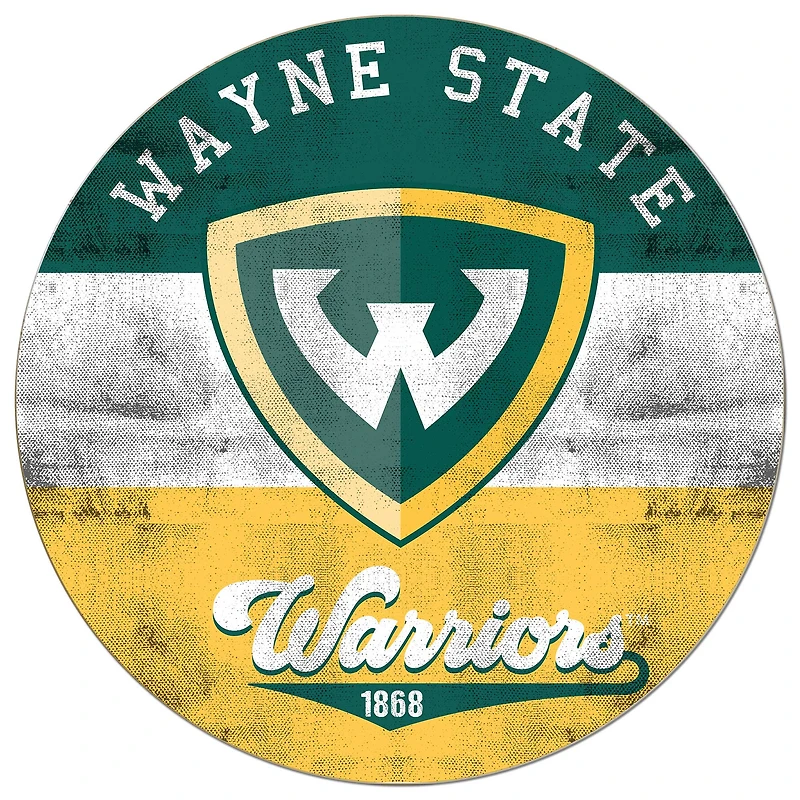 Wayne State Warriors 20'' x 20'' Retro Logo Circle Sign