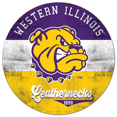Western Illinois Leathernecks 20'' x 20'' Retro Logo Circle Sign