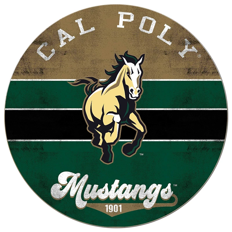 Cal Poly Mustangs 20'' x 20'' Retro Logo Circle Sign