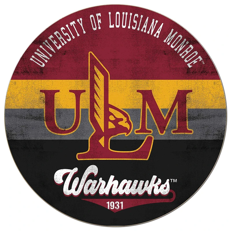 ULM Warhawks 20'' x 20'' Retro Logo Circle Sign