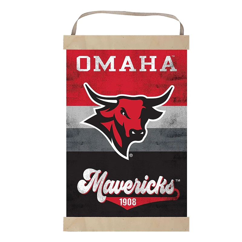 Nebraska Omaha Mavericks Reversible Retro Logo Banner Sign