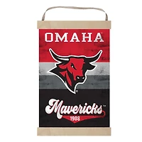 Nebraska Omaha Mavericks Reversible Retro Logo Banner Sign