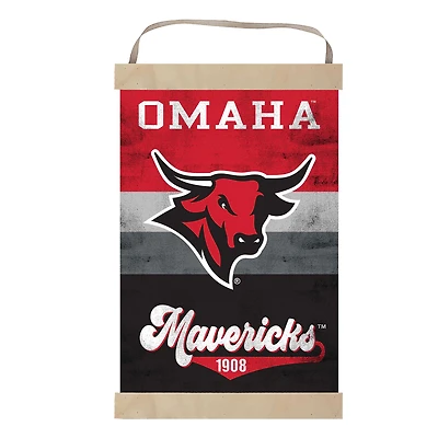 Nebraska Omaha Mavericks Reversible Retro Logo Banner Sign