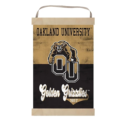 Oakland Golden Grizzlies Reversible Retro Logo Banner Sign