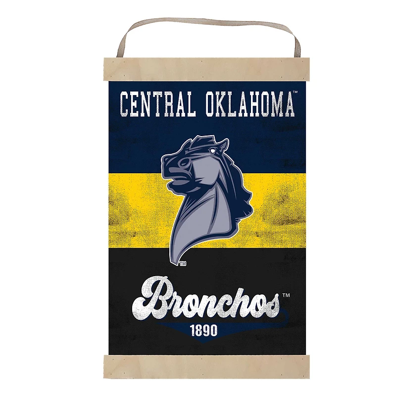 Central Oklahoma Bronchos Reversible Retro Logo Banner Sign