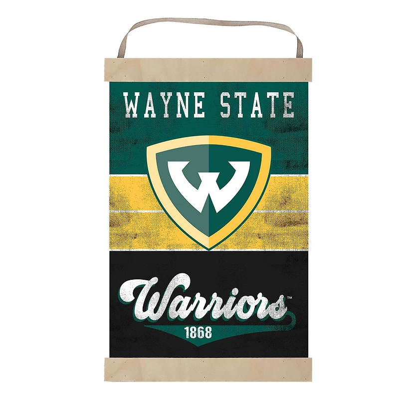 Wayne State Warriors Reversible Retro Logo Banner Sign