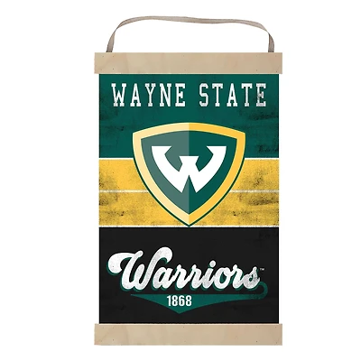Wayne State Warriors Reversible Retro Logo Banner Sign