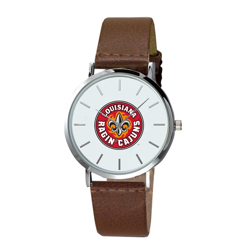 Men's  Brown Louisiana Ragin' Cajuns Plexus Leather Watch