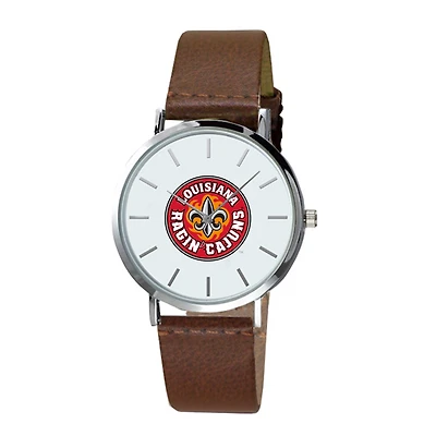 Men's  Brown Louisiana Ragin' Cajuns Plexus Leather Watch