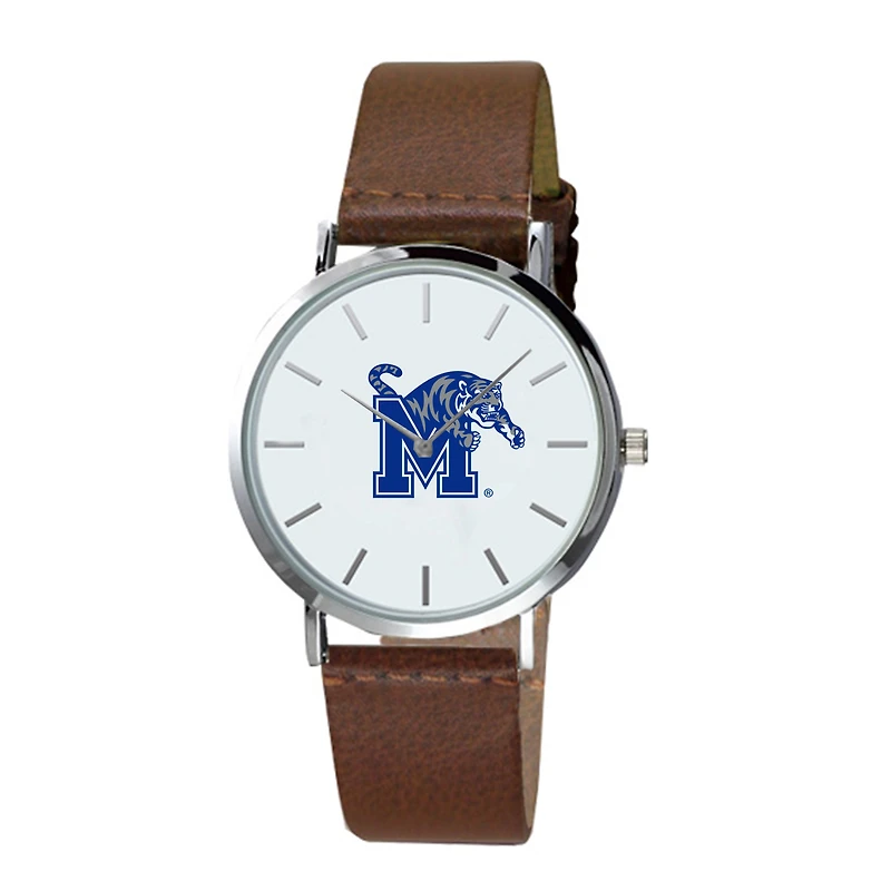 Men's  Brown Memphis Tigers Plexus Leather Watch