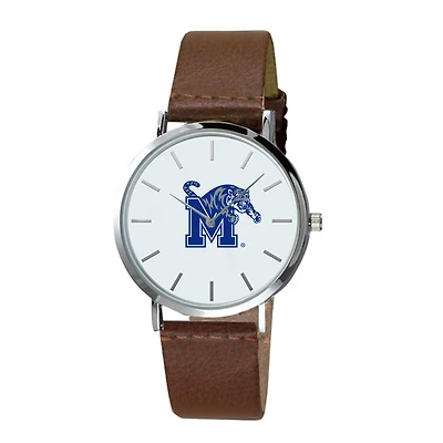 Men's  Brown Memphis Tigers Plexus Leather Watch
