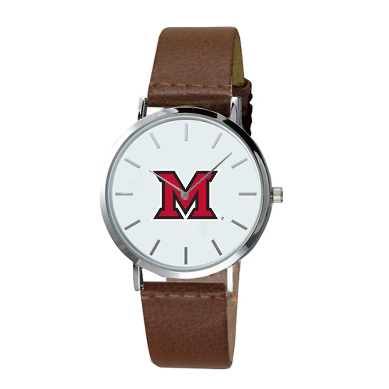 Men's  Brown Miami University RedHawks Plexus Leather Watch