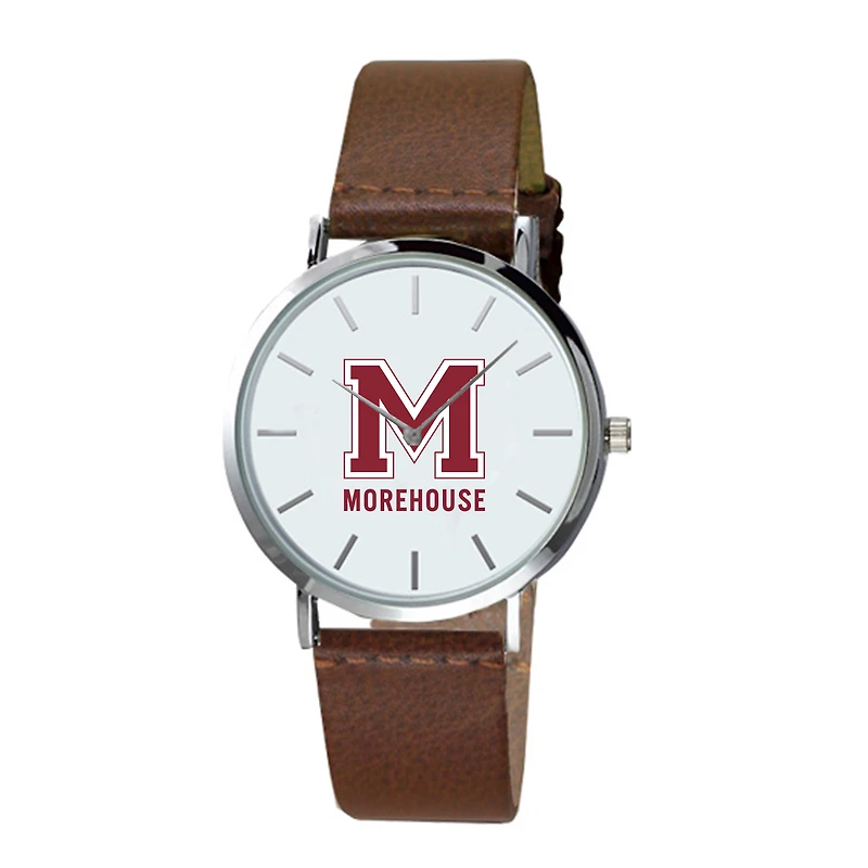 Men's Brown Morehouse Maroon Tigers Plexus Leather Watch
