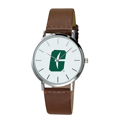 Men's  Brown Charlotte 49ers Plexus Leather Watch