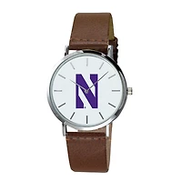Men's  Brown Northwestern Wildcats Plexus Leather Watch
