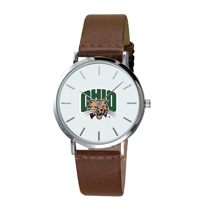 Men's  Brown Ohio Bobcats Plexus Leather Watch