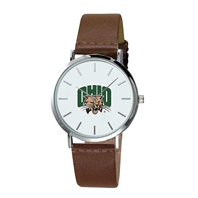Men's  Brown Ohio Bobcats Plexus Leather Watch