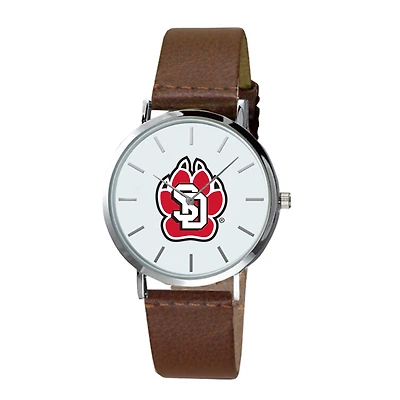 Men's  Brown South Dakota Coyotes Plexus Leather Watch