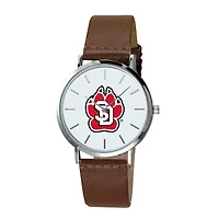 Men's  Brown South Dakota Coyotes Plexus Leather Watch
