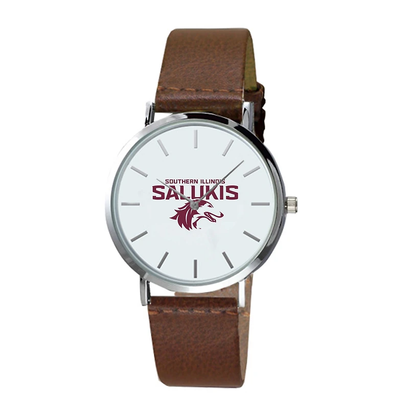 Men's  Brown Southern Illinois Salukis Plexus Leather Watch