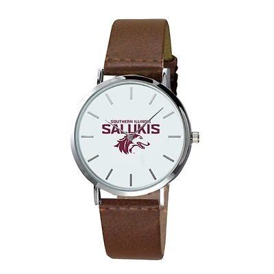 Men's  Brown Southern Illinois Salukis Plexus Leather Watch