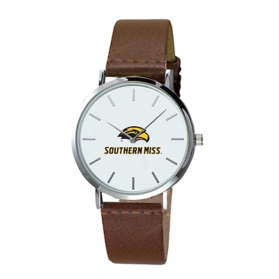 Men's  Brown Southern Miss Golden Eagles Plexus Leather Watch